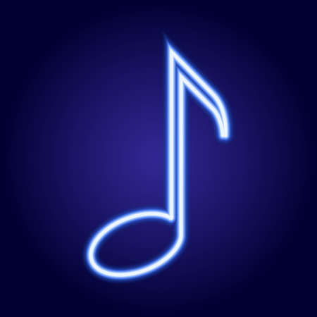 Musical note neon blue glowing of vector illustrationのイラスト素材