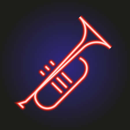 Trumpet neon red glowing of vector illustrationのイラスト素材