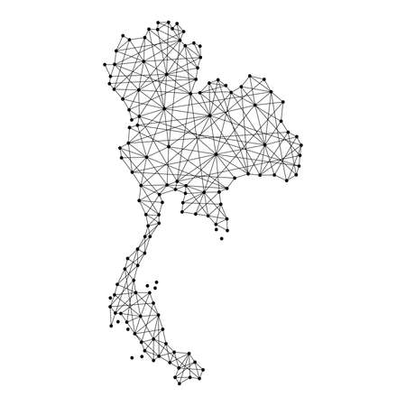 Map of Thailand from polygonal black lines and dots of vector illustrationのイラスト素材