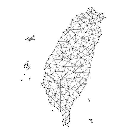 Map of Taiwan from polygonal black lines and dots of vector illustrationのイラスト素材