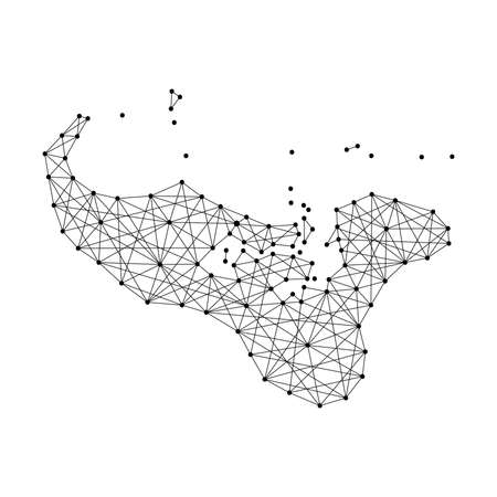 Map of Tonga from polygonal black lines and dots of vector illustrationのイラスト素材