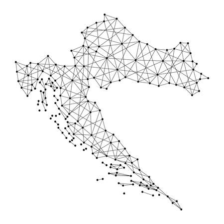 Map of Croatia from polygonal black lines and dots of vector illustrationのイラスト素材