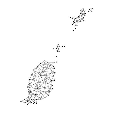 Map of Grenada from polygonal black lines and dots of vector illustrationのイラスト素材
