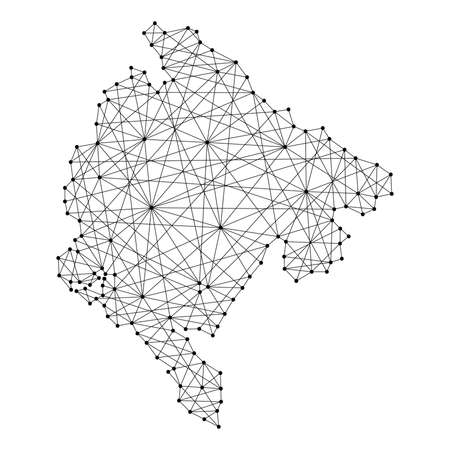 Map of Montenegro from polygonal black lines and dots of vector illustrationのイラスト素材
