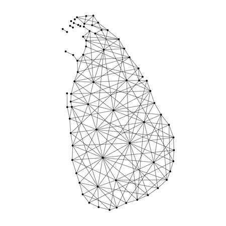 Map of Sri Lanka from polygonal black lines and dots of vector illustration.のイラスト素材