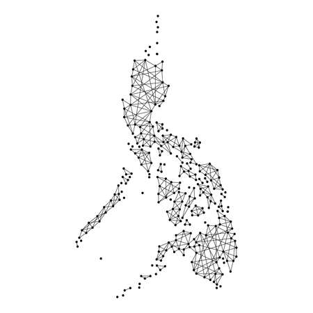 Map of Philippines from polygonal black lines and dots of vector illustrationのイラスト素材