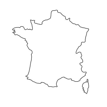 The France map of black contour curves of vector illustrationのイラスト素材