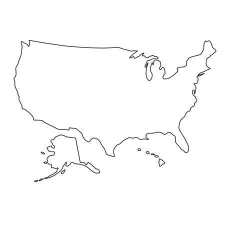 The United States of America map of black contour curves of vector illustrationのイラスト素材