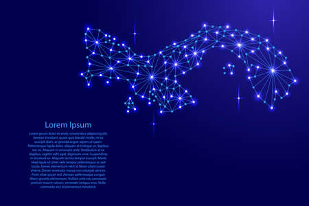 Panama map of polygonal mosaic lines network, rays and space stars of vector illustration.のイラスト素材