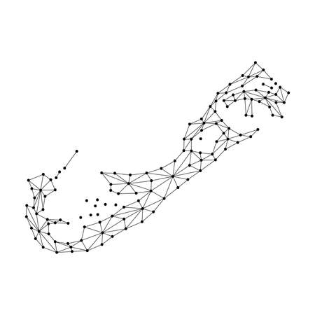 Bermuda map of polygonal mosaic lines network, rays and dots of vector illustrationのイラスト素材