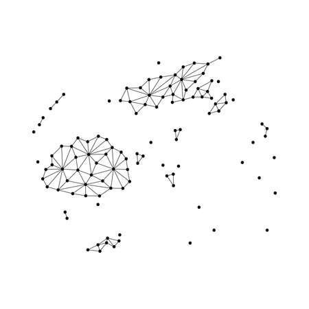 Fiji map of polygonal mosaic lines network, rays and dots vector illustration.のイラスト素材