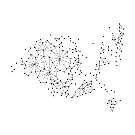 Aland Islands map of polygonal mosaic lines network, rays and dots vector illustration.のイラスト素材