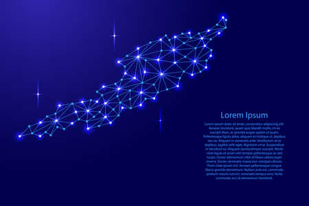 Anguilla map of polygonal mosaic lines network, rays and space stars of vector illustration.のイラスト素材