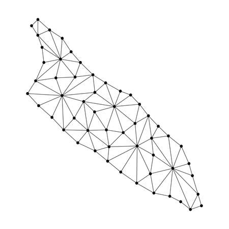 Aruba map of polygonal mosaic lines network, rays and dots vector illustration.のイラスト素材