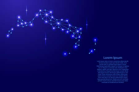 Turks and Caicos Islands map of polygonal mosaic lines network, rays and space stars of vector illustration.のイラスト素材