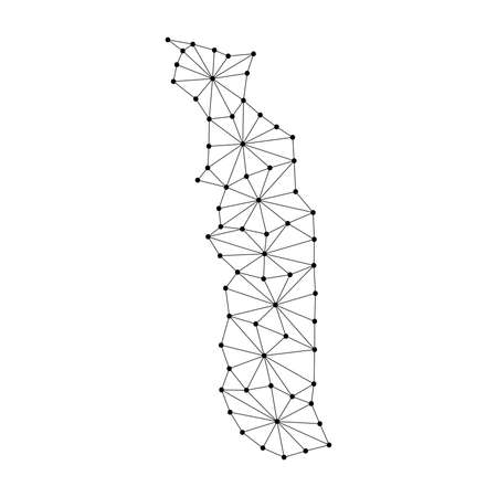Togo map of polygonal mosaic lines network.のイラスト素材