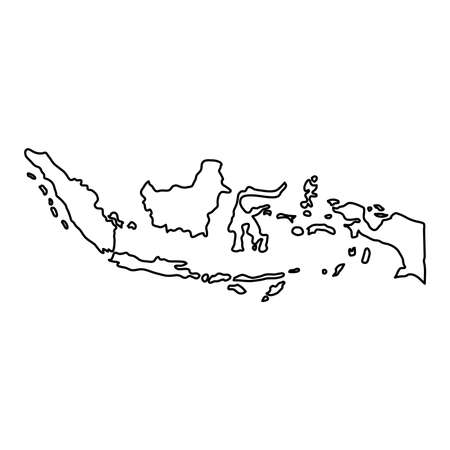 Indonesia map of black contour curves on white background of vector illustrationのイラスト素材