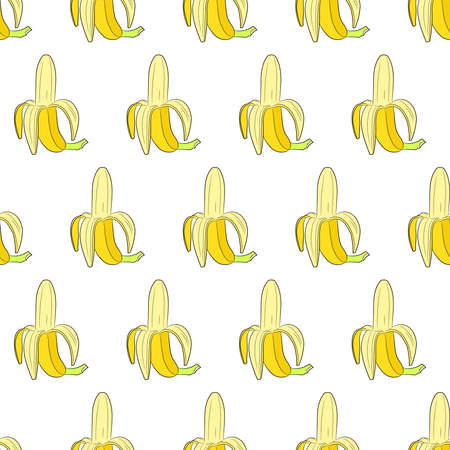 Seamless pattern from half peeled banana vertical of vector illustrationsのイラスト素材