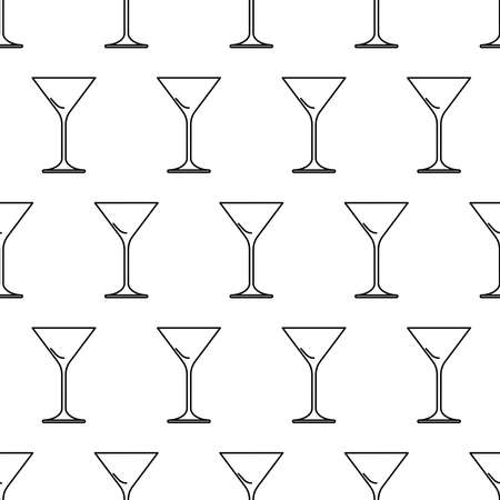 Seamless pattern from martini glass black contour on white background of vector illustrationのイラスト素材