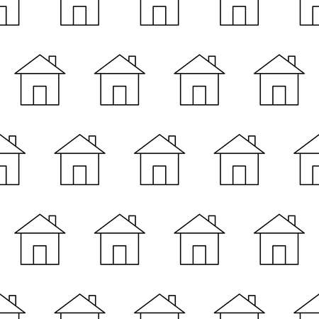 Seamless pattern from house icon black contour on a white background of vector illustrationのイラスト素材