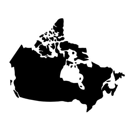 black silhouette country borders map of Canada on white background of vector illustrationのイラスト素材