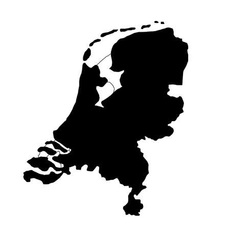 black silhouette country borders map of Netherlands on white background of vector illustrationのイラスト素材