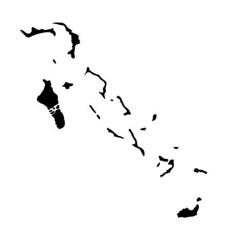 Black silhouette country borders map of Bahamas on white illustration.のイラスト素材