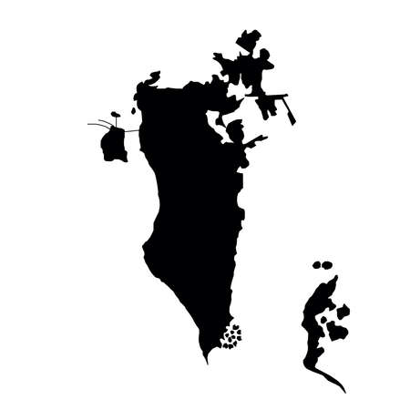 black silhouette country borders map of Bahrain on white illustration.のイラスト素材