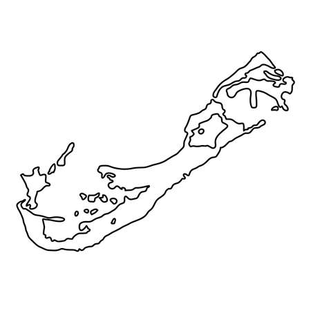 Bermuda map of black contour curves on white illustration.のイラスト素材