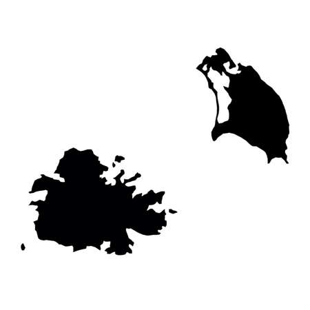 black silhouette country borders map of Antigua and Barbuda on white background of vector illustrationのイラスト素材
