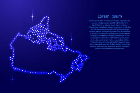 Map Canada from luminous blue star space points on the contour for banner, poster, greeting card, of vector illustration.のイラスト素材