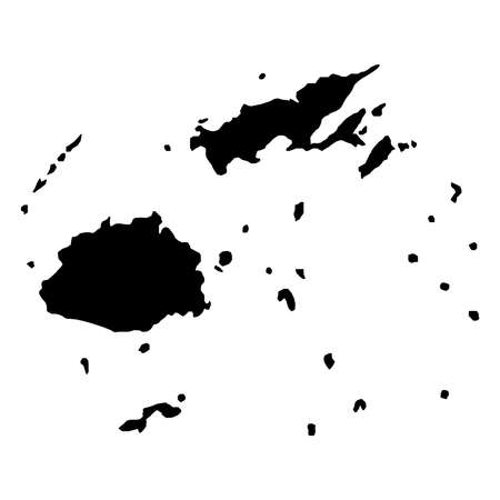 A black silhouette country borders map of Fiji on white background of vector illustrationのイラスト素材