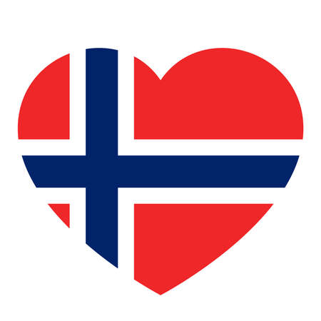 Icon heart symbol of love on the background national flag state Norway. Vector illustration.のイラスト素材