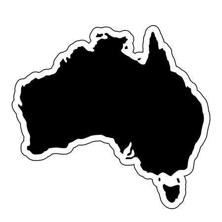 Black silhouette of the country Australia with the contour line and the effect stickers of vector illustrationのイラスト素材
