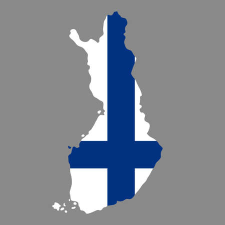 silhouette country borders map of Finland on national flag background of vector illustrationのイラスト素材