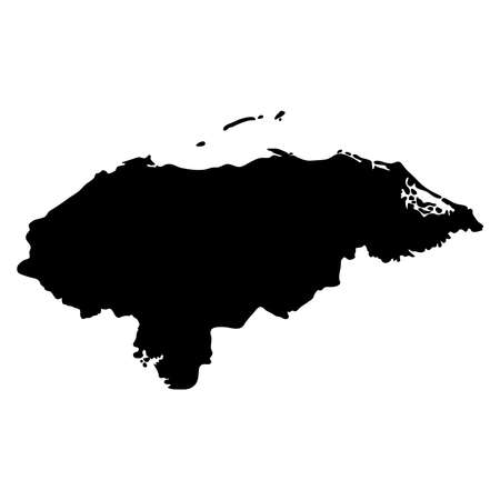 black silhouette country borders map of Honduras on white background of vector illustrationのイラスト素材