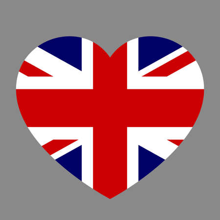 Icon heart symbol of love on the background national flag state Great Britain. Vector illustration.のイラスト素材