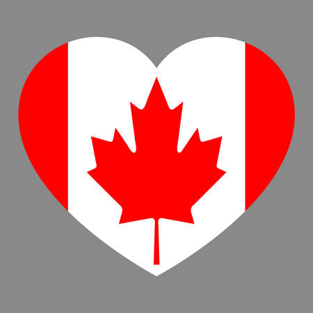 Icon heart symbol of love on the background national flag state Canada vector illustration.のイラスト素材