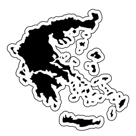 Black silhouette of the country Greece with the contour line. Effect of stickers, tag and label. Vector illustrationのイラスト素材