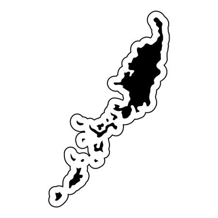 Black silhouette of the country Palau with the contour line. Effect of stickers, tag and label. Vector illustrationのイラスト素材