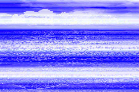 Image collage of sandy beach on the sea and blue sky from horizontal lines and paths of variable thickness color blue on white background. Vector illustration.のイラスト素材