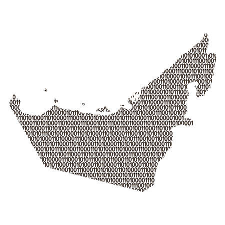 United Arab Emirates map abstract schematic from black ones and zeros binary digital code. Vector illustration.のイラスト素材
