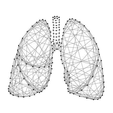Lungs human organ of respiration from abstract futuristic polygonal black lines and dots. Vector illustration.のイラスト素材