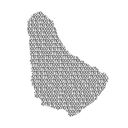 Barbados map abstract schematic from black ones and zeros binary digital code. Vector illustration.のイラスト素材