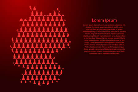 Germany map abstract schematic from red Christmas tree and Happy New Year decoration pattern for banner, poster, greeting card. Vector illustration.のイラスト素材