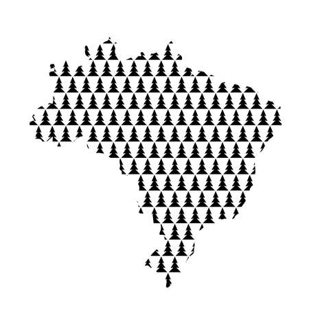 Brazil map abstract schematic from black Happy New Year tree decoration pattern. Vector illustration.のイラスト素材