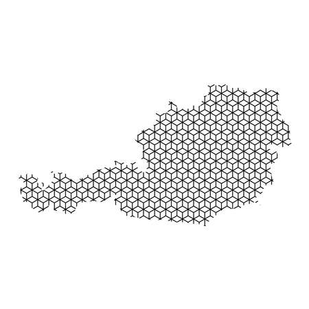 Austria map abstract schematic from black lines repeating pattern geometric background with rhombus and nodes from rhombuses. Vector illustration.のイラスト素材