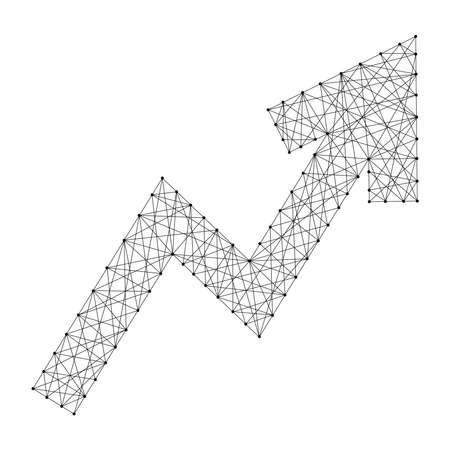 Arrow growth showing profit growth or progress from abstract futuristic polygonal black lines and dots. Vector illustration.のイラスト素材