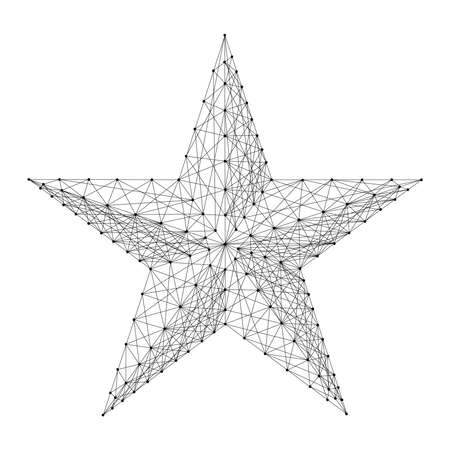 Star five pointed from abstract futuristic polygonal black lines and dots.のイラスト素材