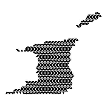 Trinidad and Tobago map abstract schematic from black triangles repeating pattern geometric background with nodes. Vector illustration.のイラスト素材